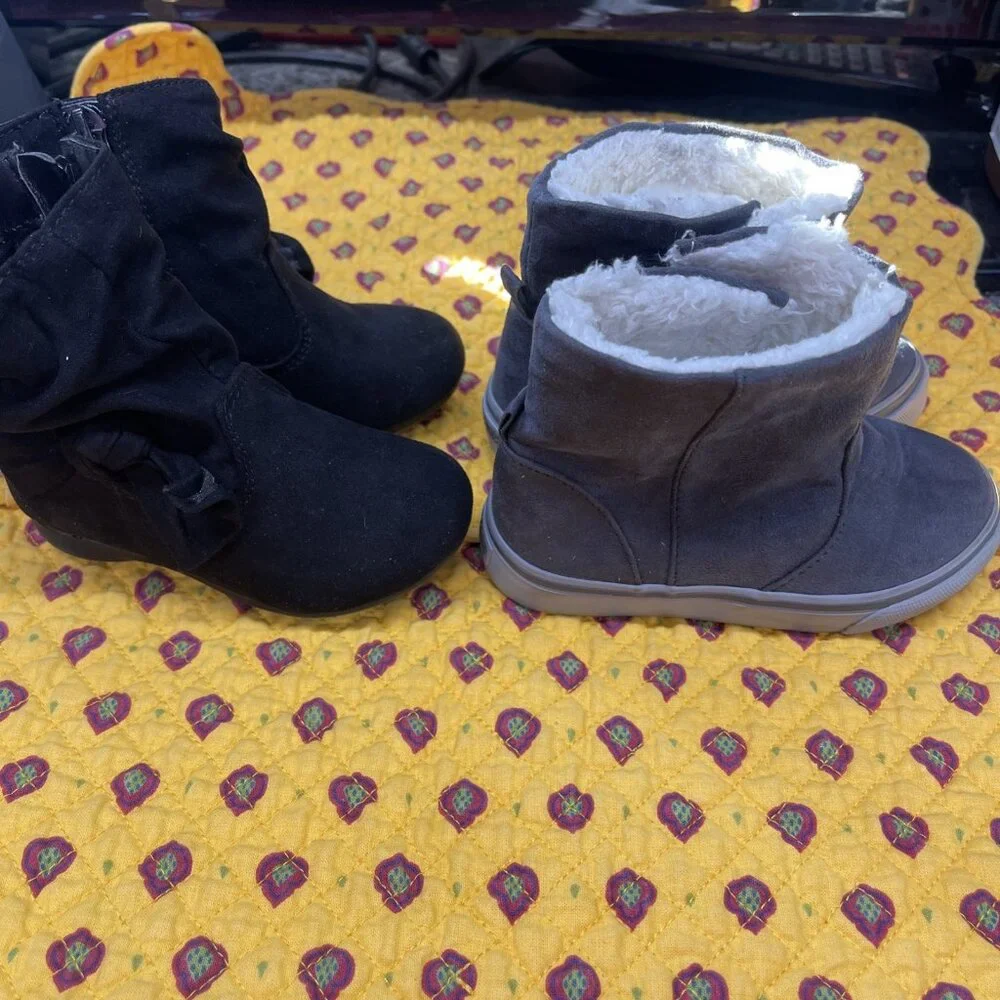GYMBOREE ICE ALL-STAR GRAY SHERPA LINED SUEDE BOOT Sz7 AND Wonderful Nation Sz 5